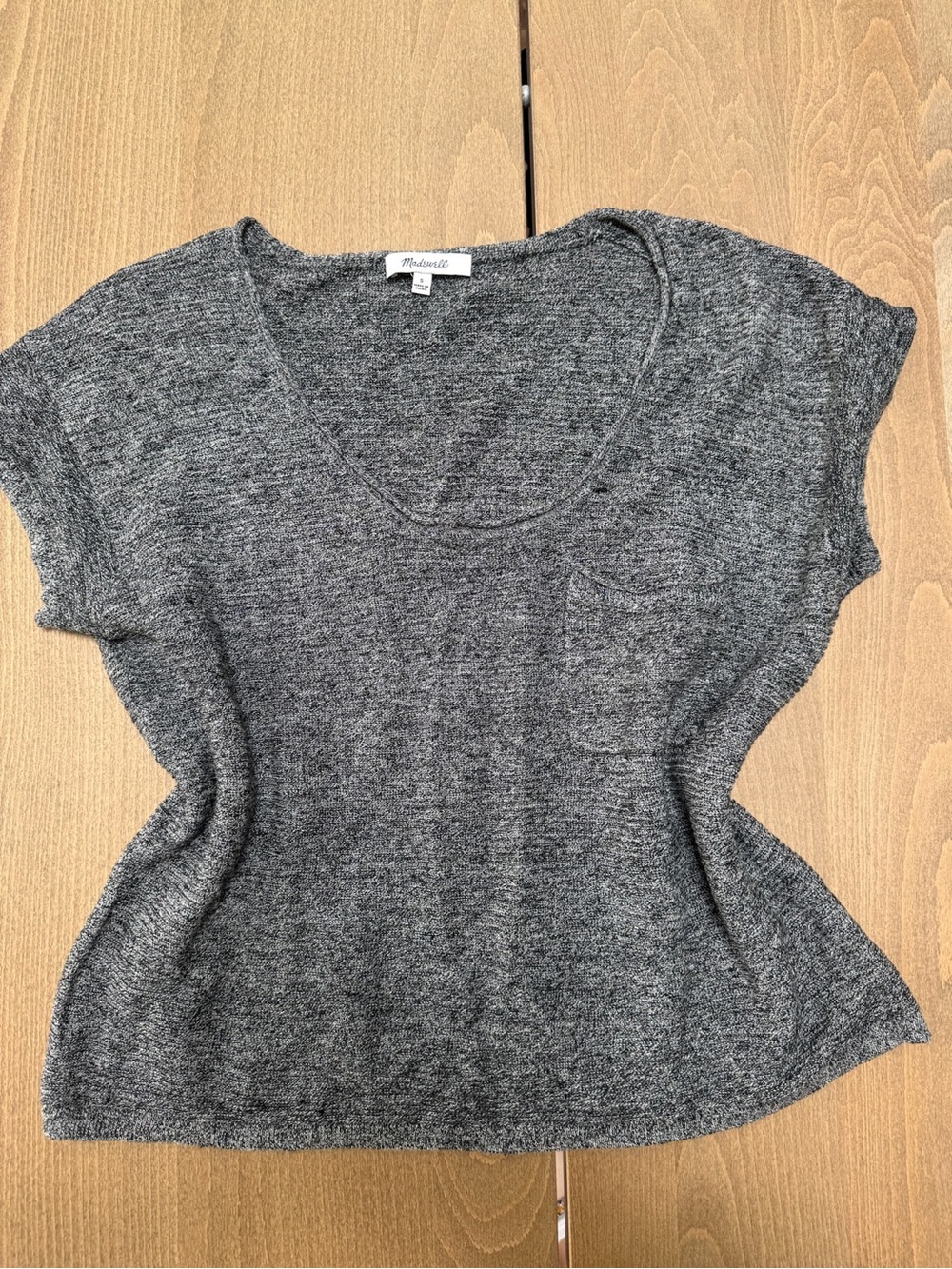 Madewell Marled Gray Knit Tee Linen Blend Small